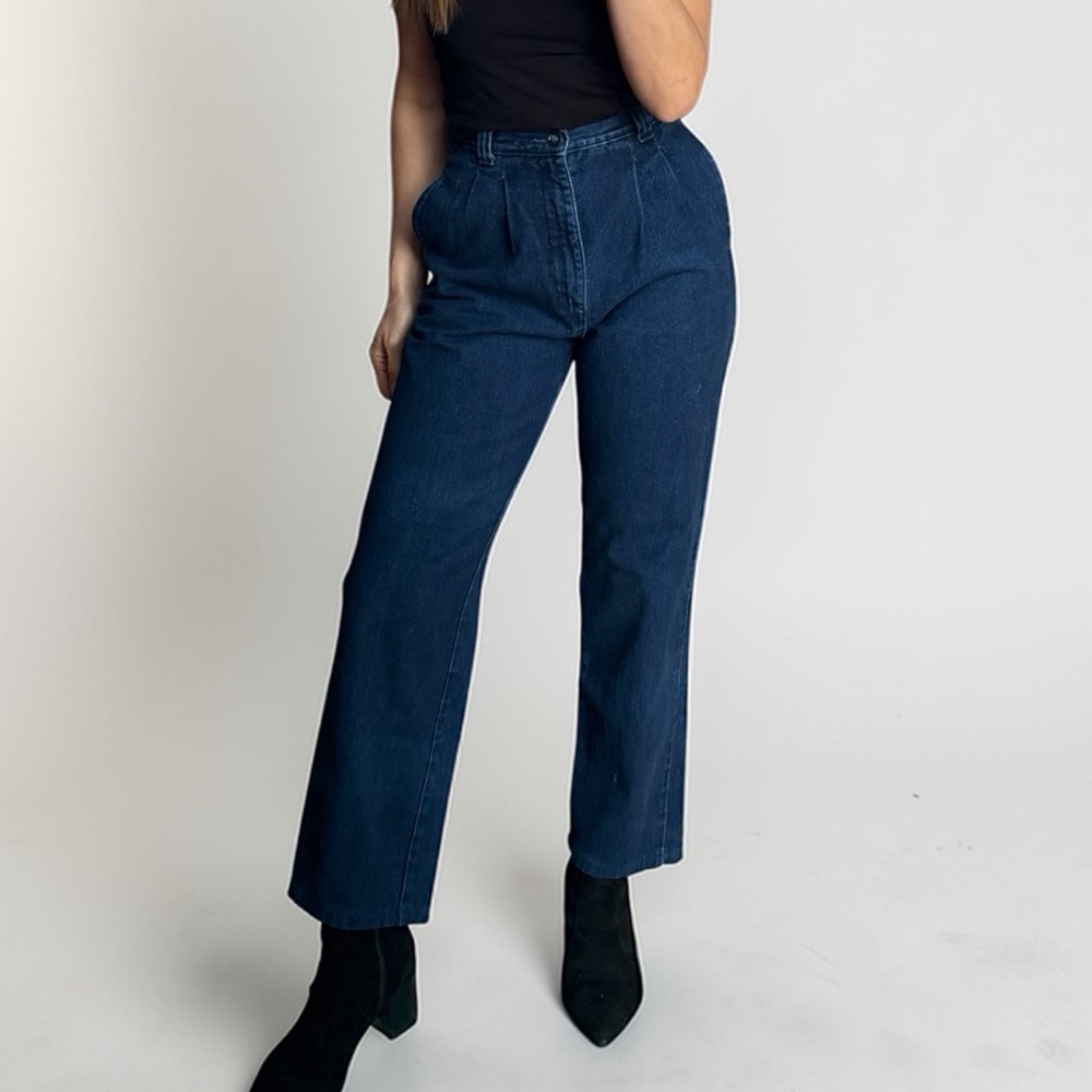 Vintage Wrangler Pleated Dark Wash High Waist Ankle Length Reworked
